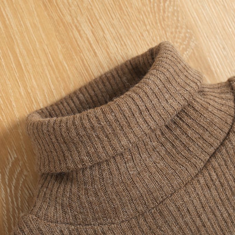 Pull à col haut à manches longues et base en laine tricotée pour fille + jupe courte à carreaux, ensemble deux pièces, nouvelle collection automne 2024_voghion.com