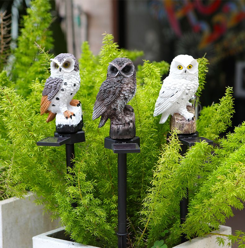 Outdoor-Garten Eule LED Solar Licht Hof Simulation Tier Harz Rasen Stecker in Licht_voghion.com