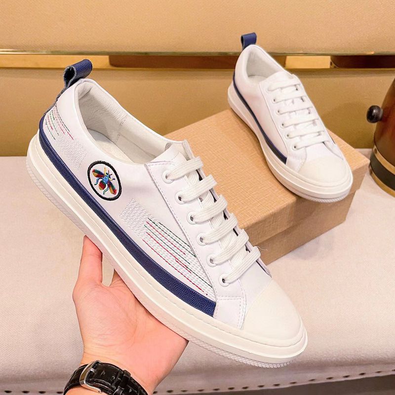 Fuguqi Little Bee Fashion Vielseitige Echtleder Weiß Herren Board Korean Edition Trendy Casual Schuhe_voghion.com