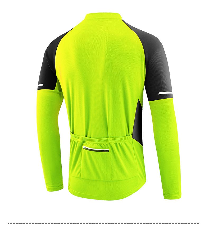 Maglia da ciclismo da uomo, a maniche lunghe, traspirante, a blocchi di colore, ad asciugatura rapida, con top riflettente per mountain bike, da notte, primavera e autunno_voghion.com
