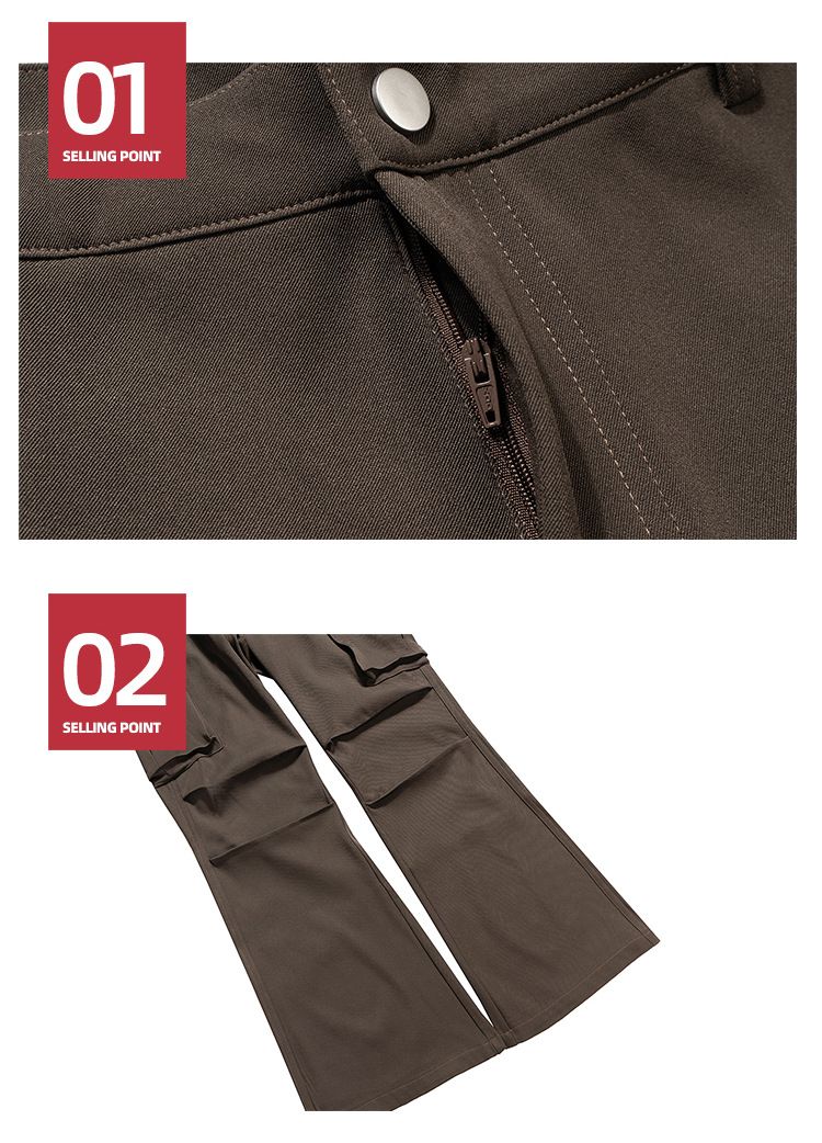 Abbigliamento da uomo Pantaloni con piega pieghettati Pantaloni cargo casual con tasche micro-rado in stile high street da uomo e da donna_voghion.com