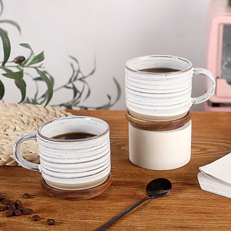Nordisk ny kreativ kopp keramisk hjemmekontor kaffekopp høyverdig krus med lokk og skje_voghion.com