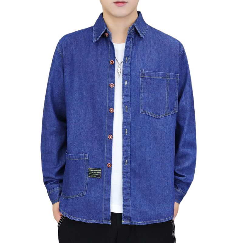 Nuova camicia a maniche lunghe in denim di cotone per la primavera autunno casual top, cappotto largo e versatile, tendenza maschile_voghion.com