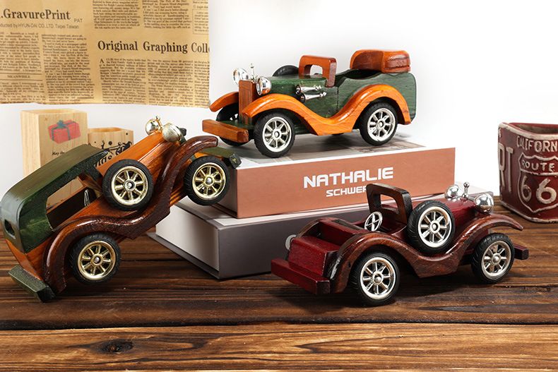 Fashion Retro Wooden Car 8 Inch Creative Home Desktop Ornaments Car Decoration Model Ornaments Manufacturers Wholesale_voghion.com