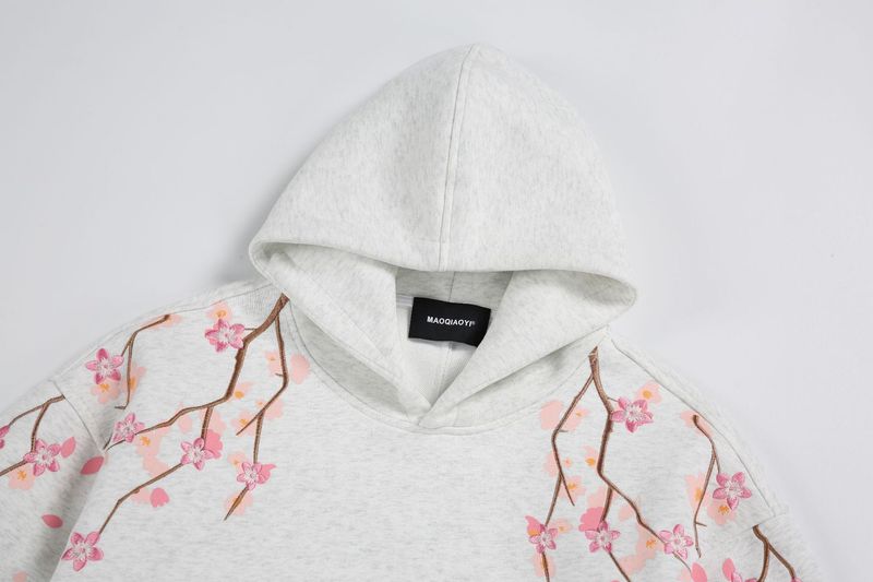 Herrenbekleidung im amerikanischen Stil, graues Stickdesign, Kapuzenpullover, High Street, lockere, lässige Paar-Männer und Frauen, W25210_voghion.com