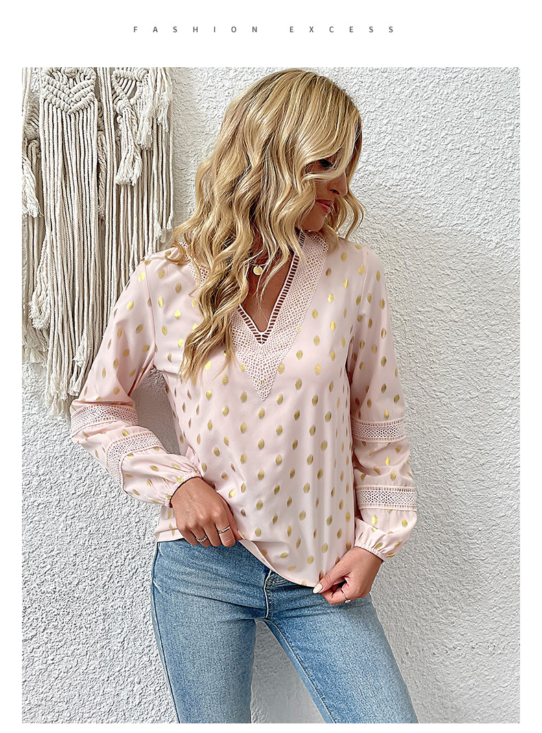 Camicia da donna a maniche lunghe color oro caldo_voghion.com