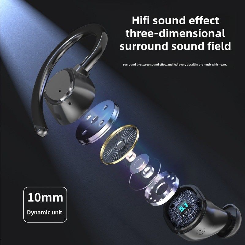 Auricolare Bluetooth con orecchio sospeso, auricolare wireless sportivo impermeabile TWS con display digitale intelligente ad alta qualità del suono_voghion.com