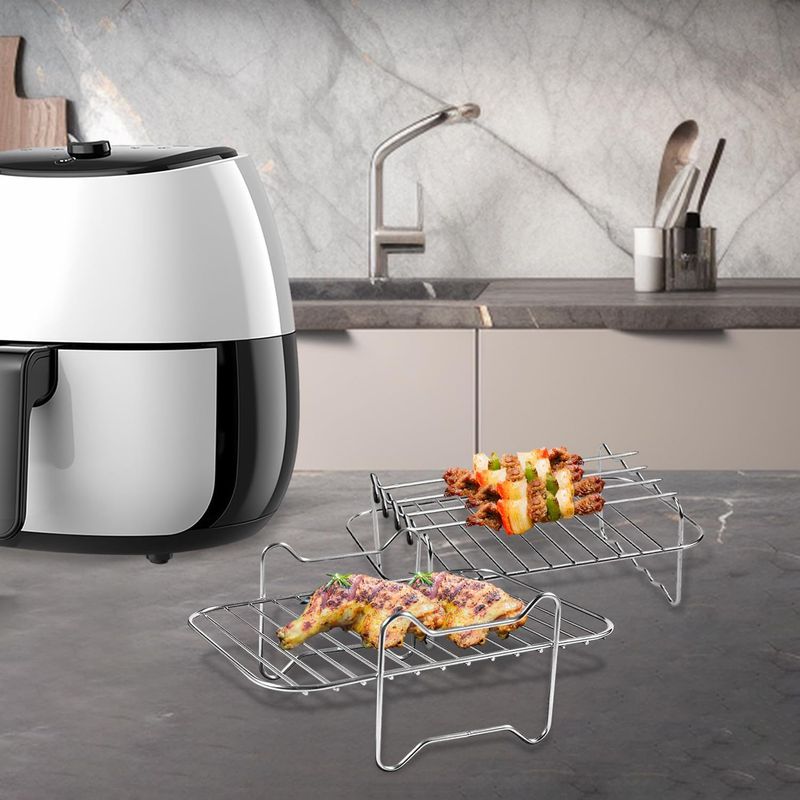 Hjemmemøbler Rustfritt stål Dobbeltlagsgrill Damprist Tilbehør til airfryer Rektangulær grill_voghion.com