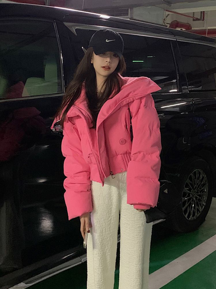 Giacca oversize in cotone in stile coreano per donna: adatta all'inverno, vestibilità ampia, cappotto corto alla moda_voghion.com