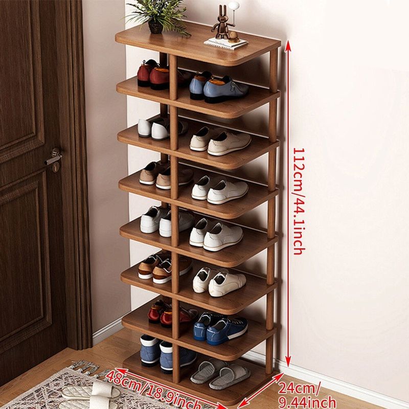 6/8 Tier Wooden Shoe Rack Home Entryway Vertical Shoe Organizer Holder Shelf UK_voghion.com