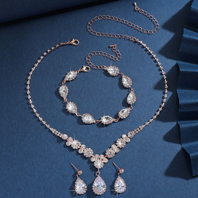 Set di gioielli da donna, set di gioielli da sposa alla moda, collana di alta qualità, orecchini, bracciale, abito da sposa, lusso, elegante, accessori coordinati_voghion.com
