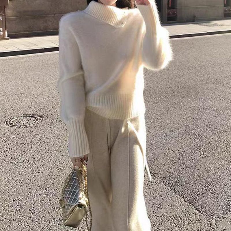Maglione da donna in misto lana spazzolata danese, caldo invernale, 100%, 26 fili, collo alto, alla moda_voghion.com