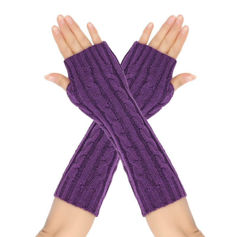 Unisex Twist 8-stellige Handschuhe Herren und Damen gleiche Wolle fingerlose Manschette gestrickt warm mittellang_voghion.com