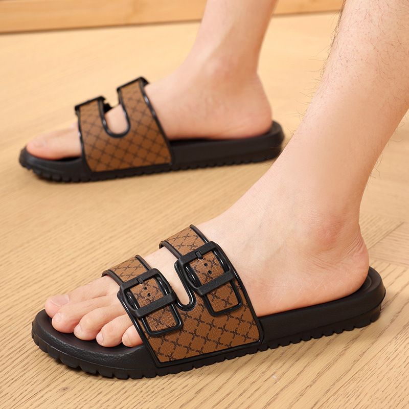 【】 Pantofole da uomo One Word con un tocco di alta qualità, blocco di colore, antiscivolo, antiodore, suola morbida leggera in EVA insapore,_voghion.com
