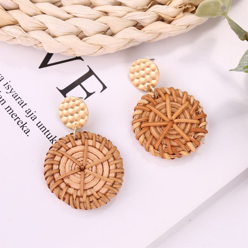 conjunto de brincos de borla hit Novos brincos boêmios Brincos de vime de madeira_voghion.com