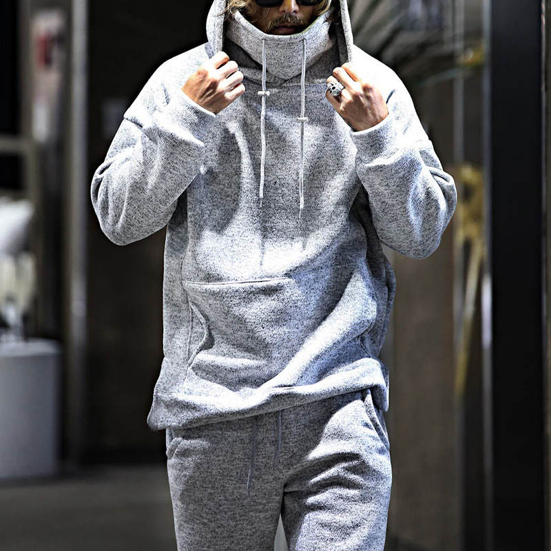 Conjunto de dos piezas de manga larga con capucha suelta para jóvenes de otoño/invierno 2024 para hombre_voghion.com
