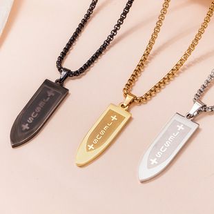 Hot Sale New Product Fit Stainless Steel Long Pendant Woolen Chain Simple Personality Hip Hop Men's Titanium Steel Necklace_voghion.com