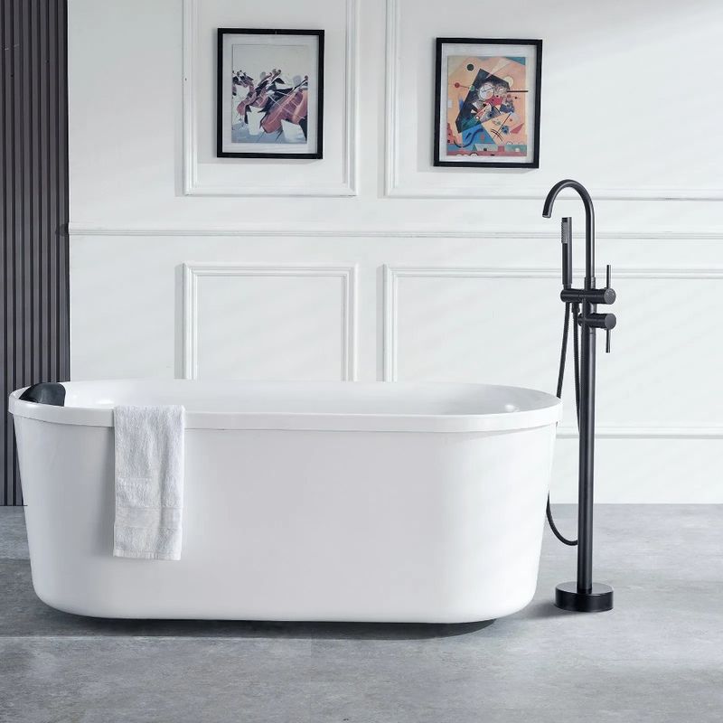 Spout Tub Shower Two Mixer Bathin Floor Mount For Water 360° Faucet Modes Swivel Freestanding Bathtub Filler Taps Freestanding_voghion.com