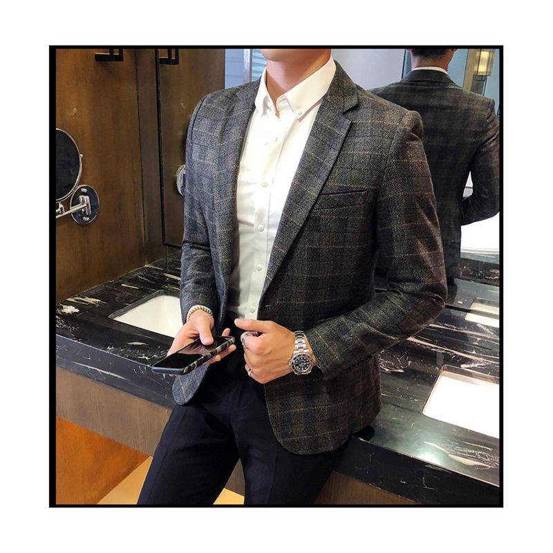 Top yuppi da uomo oversize con vestibilità slim fit versione coreana a quadri_voghion.com