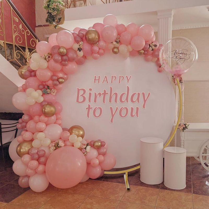 7.2FT Gold Round Backdrop Stand: Ideal For Weddings, Birthdays, Baby Showers & Graduations. Stable Metal Frame For Balloon Arches, Circle Garland. A Circle Backdrop Stand For Party Decor_voghion.com