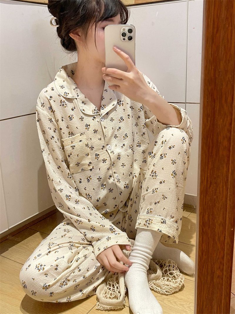 Frühling und Herbst Neue ins stil pyjamas frauen neue blase baumwolle langarm süße stil einfache hause tragen anzug kann getragen werden außerhalb_voghion.com
