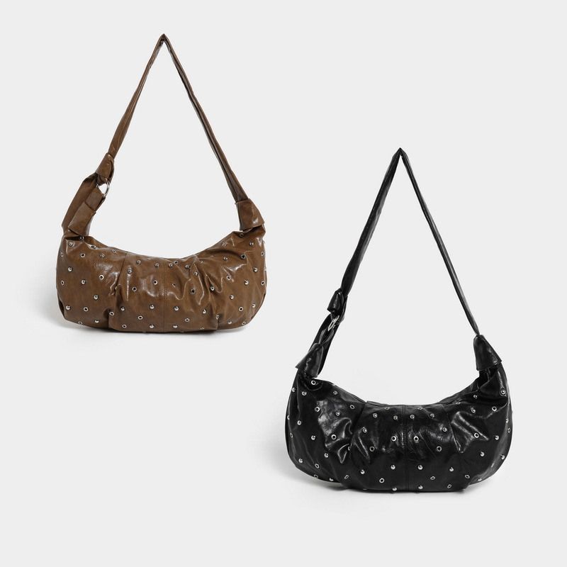 Nuova borsa a tracolla da ascella con rivetti punk, morbida, alla moda, di grande capacità, in stile europeo_voghion.com