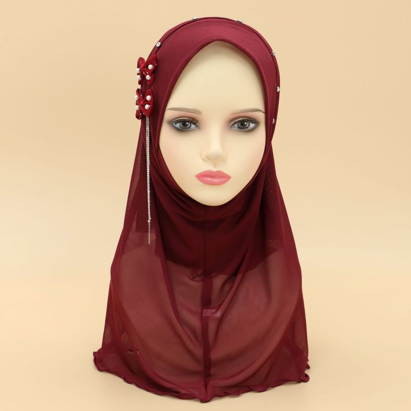 Dame hijab hotselgende ensfarget sløyfe dusk netting myk brem dame chiffon hodeskjerf skjerf_voghion.com