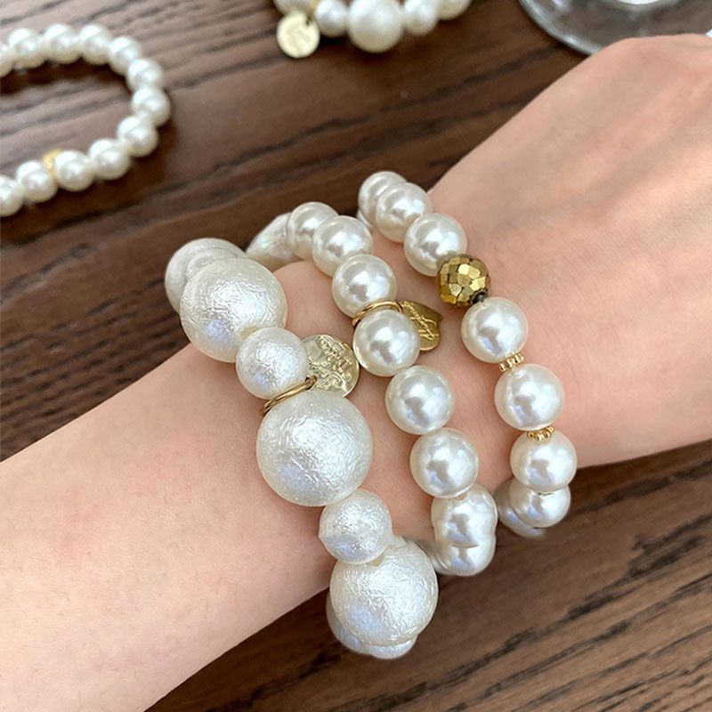 Doppio uso ~ Braccialetto di perle con nicchia leggera, semplice, elegante, di alto senso, elastico per capelli femminile, estivo, coreano del Sud_voghion.com