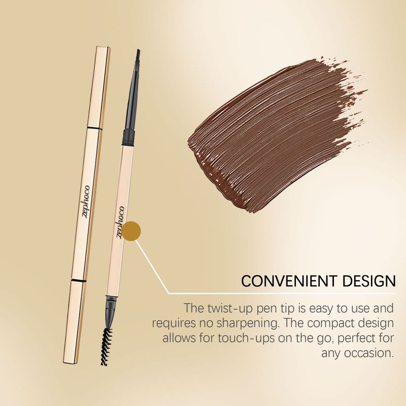 Zephoco Brown 2-in-1 Rotating Pencil Daily Shaping Eyebrow Shape Three-dimensional Color Easy To Apply Makeup One Pen_voghion.com