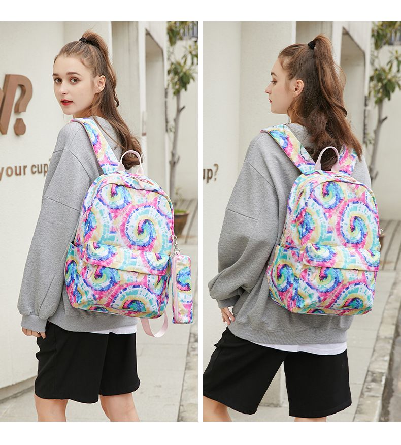 Symphony Schoolbag modes mugursoma ar apdrukātu mugursomu sievietēm ar lielas ietilpības mātes un bērna somu komplektu, lielas ietilpības skolēnu skolas soma_voghion.com