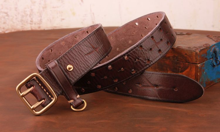 HEIßER Modegürtel mit doppelter Kupferschnalle im Retro-Stil, erste Schicht aus reinem Rindsleder, Jeans mit echtem Leder, stilvoller Herrengürtel_voghion.com