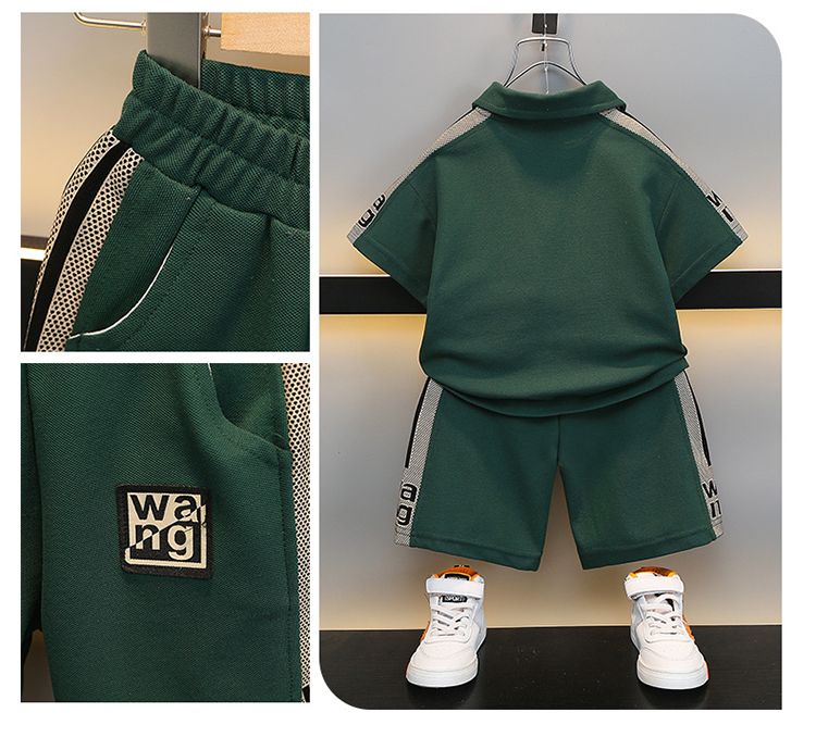 Zomerpolo voor jongens 2024 nieuwe babyset met korte mouwen, tweedelige set voor jongens en modieuze kinderkleding_voghion.com