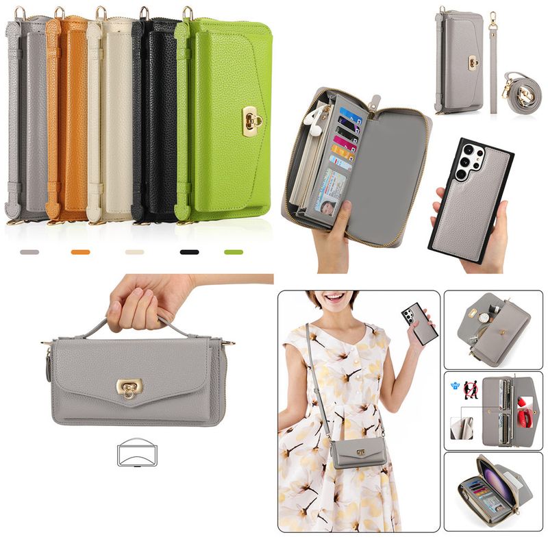 Afneembare crossbody-kaarthouder portemonneehoes voor Samsung Galaxy S25 S24 Ultra S23 Plus S22 Note 20 multifunctionele handtas_voghion.com