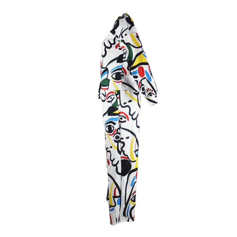 Ensemble deux pièces ample à imprimé pop et contrasté pour femmes_voghion.com