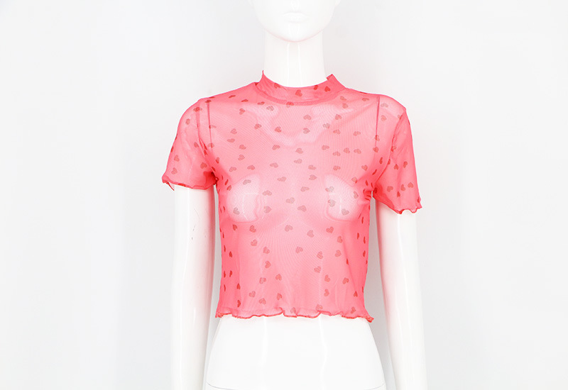 Top corto da donna in rete d'amore, sexy e carino, che scopre l'ombelico_voghion.com