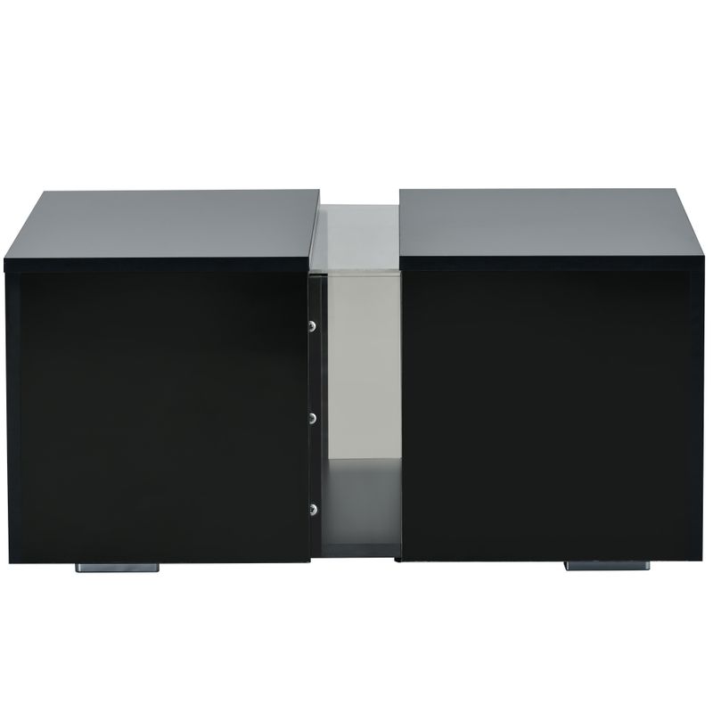 Haute luminosité Couchtisch Mit Fernbedienung 16 Farben LED Lichter, Versenkbares Fach, LED Sofa Ablagetisch Für Wohnzimmer, 73*60*34cm Hochglanz Schwarz_voghion.com