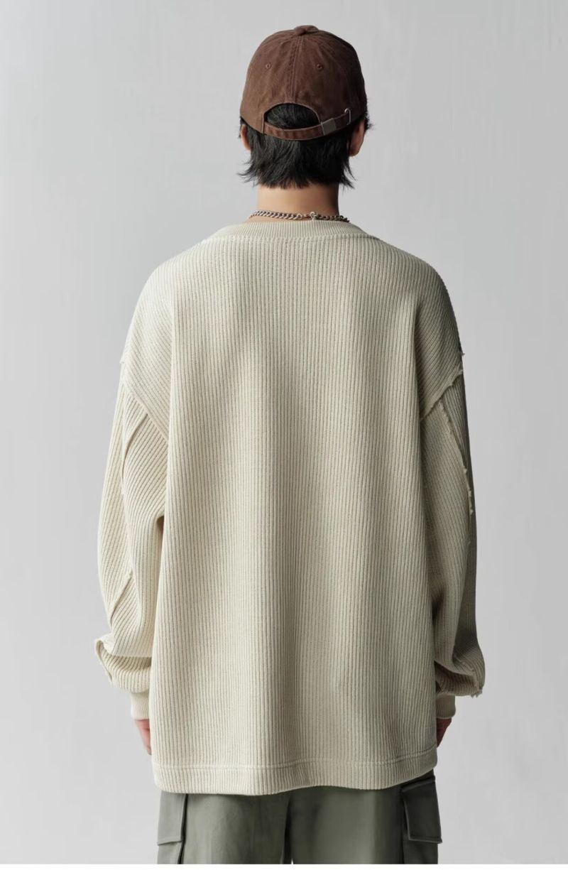 Anti-Ausfransstruktur Herren Herbst Neuware Ins Trendy Marke Vielseitiger lockerer Rundhals Strickpullover Oberbekleidung_voghion.com