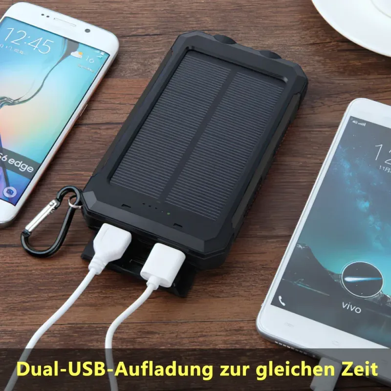 20000 MAh Solar Power Bank Portable Charger External Battery With SOS Flashlight 2-USB Outdoor Powerbank_voghion.com