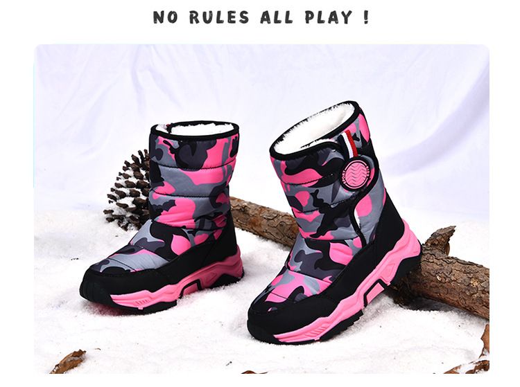 Kinder wasserdichte Mädchenstiefel Winter 2024 Schnee Baby Baumwollschuhe Jungenschuhe_voghion.com