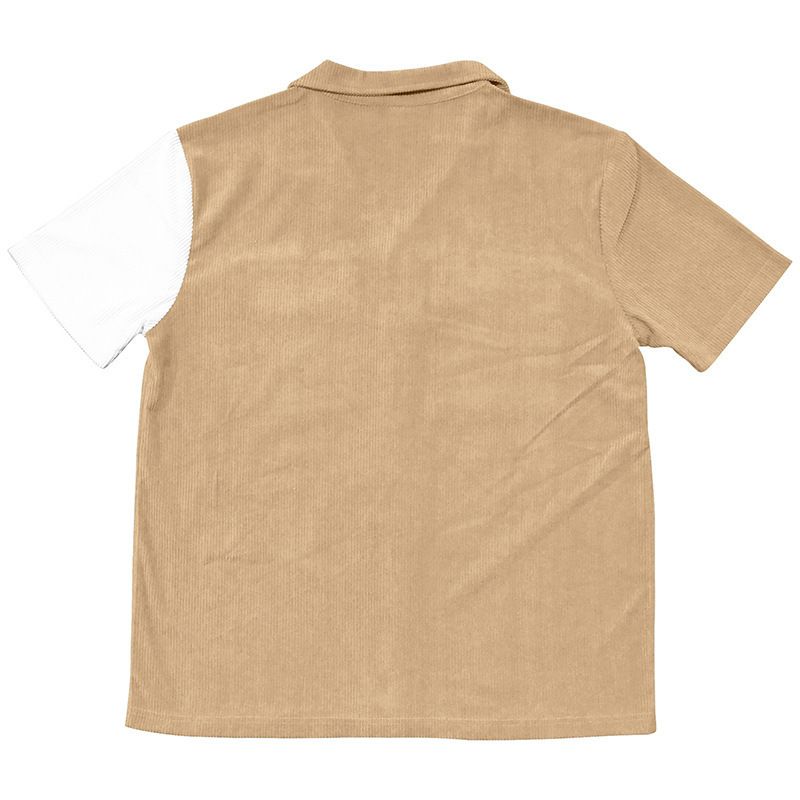 2024 Sommer Neue Herren Farbblock Ärmel Atmungsaktiv Freizeit Strand Hemd Kurze Taste Strickjacke_voghion.com
