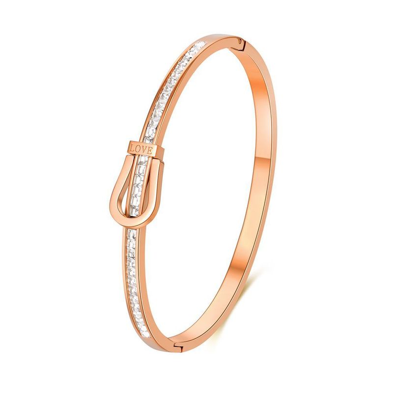 Women's Jewelry Titanium Steel Bracelet For Girls High End Luxury Style Couple Style Curved Row Engraved LOVE Stainless Steel Diamond Bracelet_voghion.com