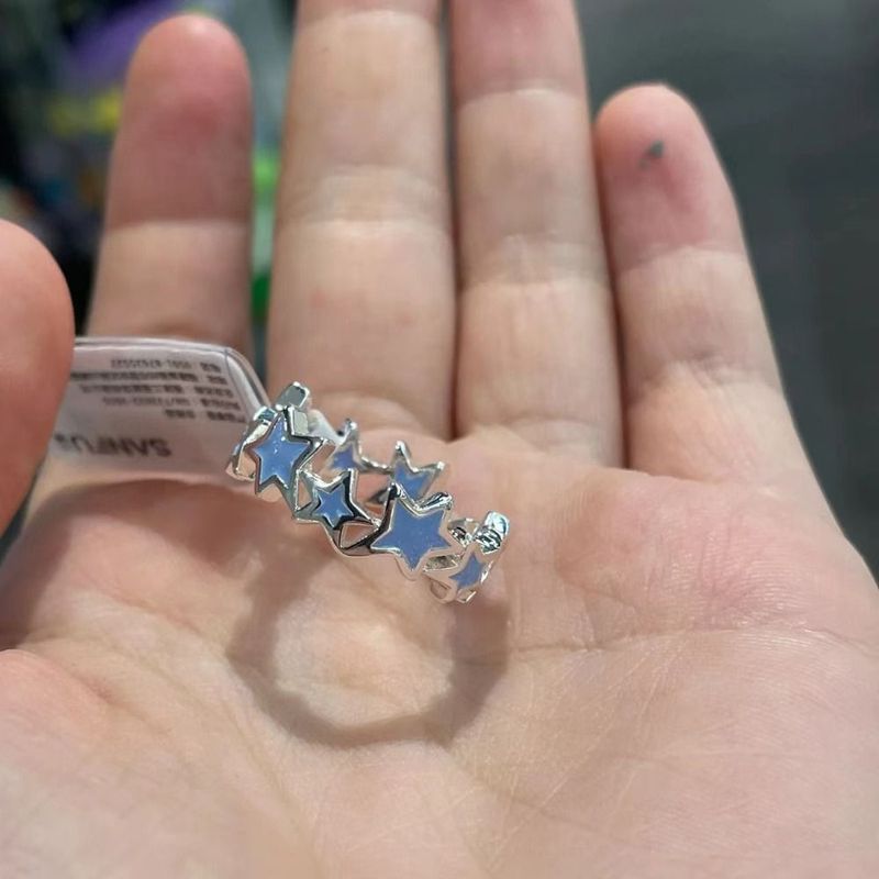 Anello asimmetrico a forma di stella in stile coreano, gioielli, accessori, chiusura geometrica per il pollice K-Pop, design non standard in lega Y2K_voghion.com