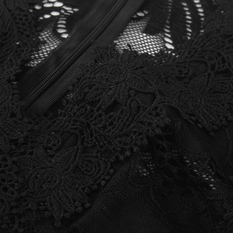 Weimizi tuta sexy casual sottile con scollo a V in pizzo trasparente, nuova moda europea e americana transfrontaliera_voghion.com