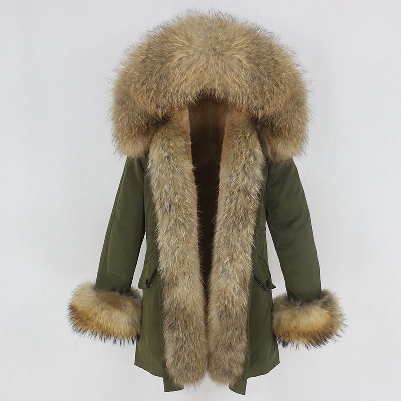 Women's Clothing hot sale winter parka for women with detachable fox fur collar lining fashionable warm ladies mid length coat_voghion.com