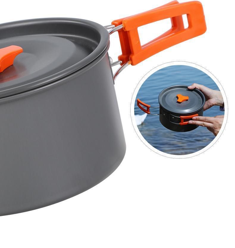 Weilin Kochgeschirr Tragbare Bratpfanne Outdoor-Kochutensilien Wasserflasche Camping-Set_voghion.com