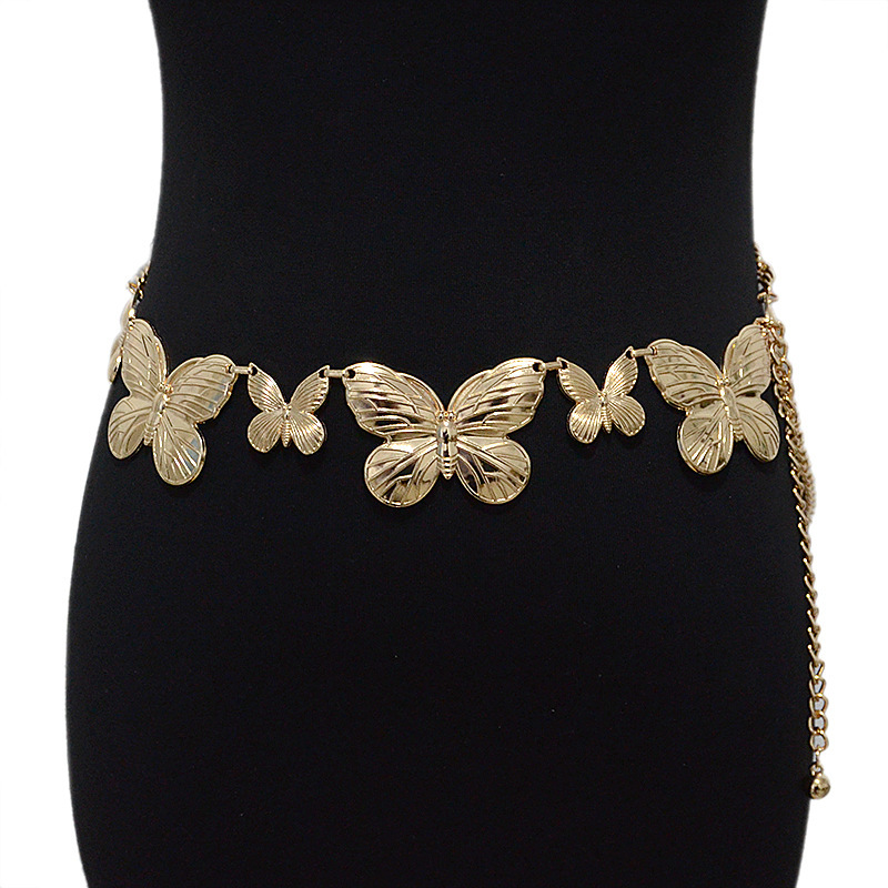 Damsmycken geometrisk mångsidig kroppspunk tredimensionell skarvning i ett lager fjärilsmidjekedja_voghion.com