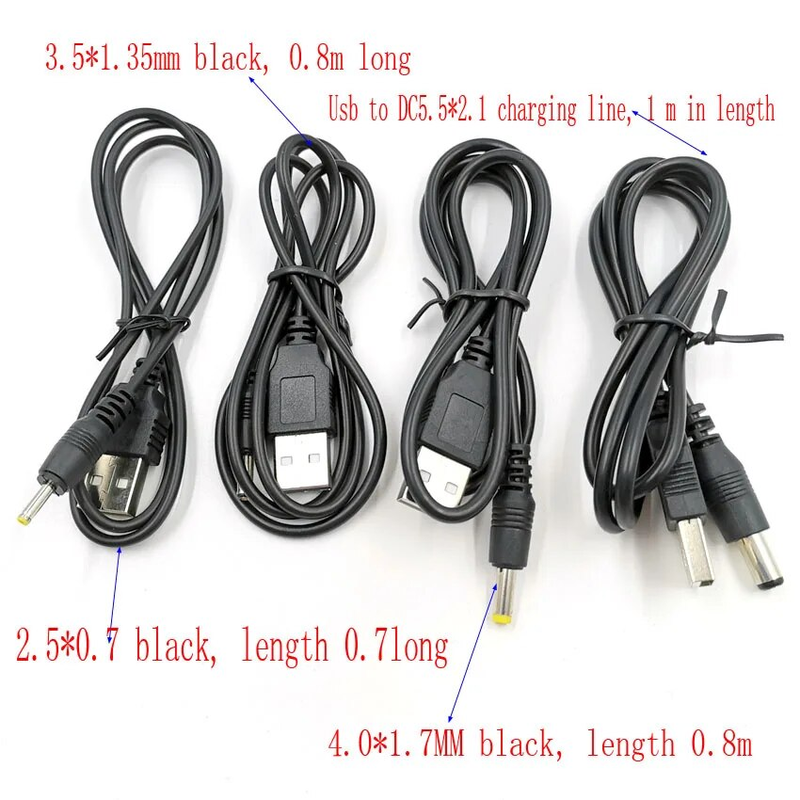 2 tk/pakk USB-porti 2.0 * 0.6 2.5 * 0.7 mm 3.0 * 1.1 3.5 * 1.35 mm 4.0 * 1.7 mm 5.5 * 2.1 mm 2.5 mm 5V alalisvoolu pistikuga toitekaabel_voghion.com