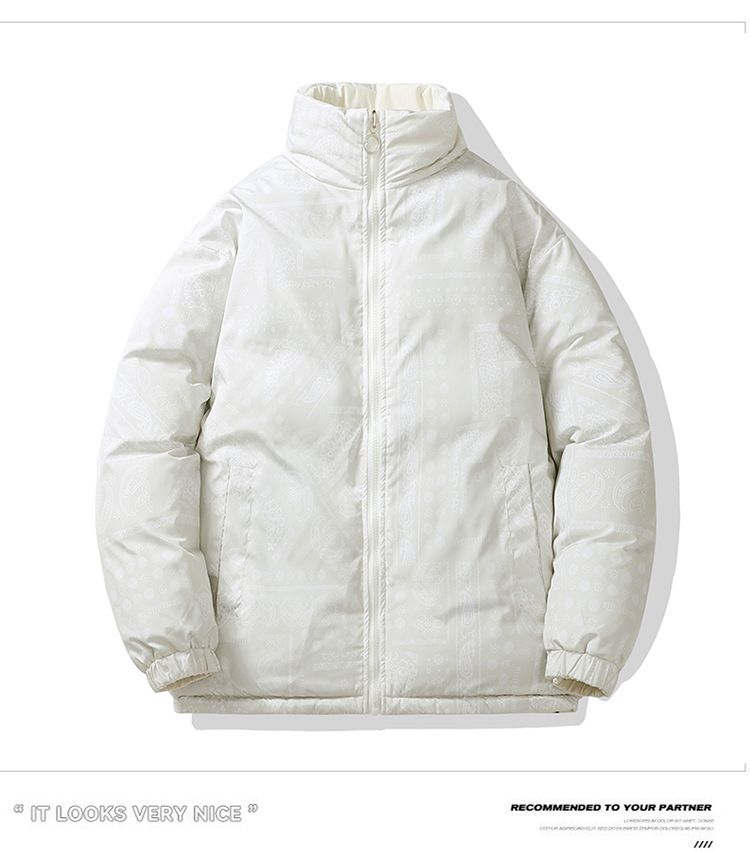 Wendbare Winter-Steppjacke für Damen und Herren – Schwere Baumwollfüllung, beidseitig geblümt/tongleich, Slim Fit (M-4XL, Streetwear Unisex)_voghion.com
