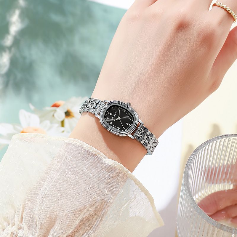 Orologio da polso da donna con cinturino in acciaio, nuovo, al quarzo, stile vintage, alla moda, digitale, semplice_voghion.com