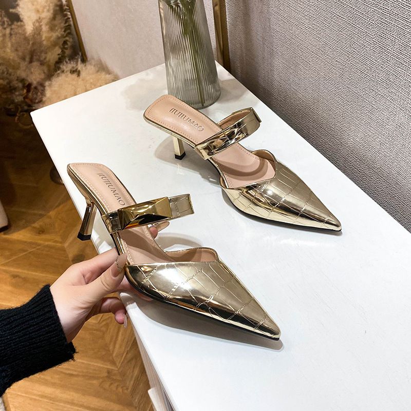 Spitzschuh-Halbschuhe für Damen 2025 Frühling und Herbst Neue vielseitige hohe dünne Absätze Outdoor geschlossene Zehen ein Riemen_voghion.com